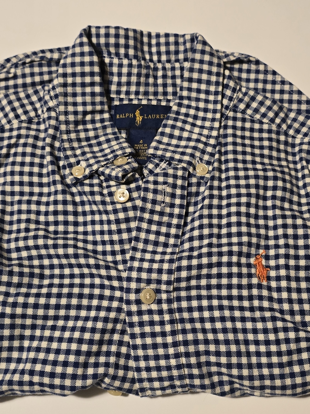 Ralph Lauren Boys Blue & White Gingham Button-Down Shirt